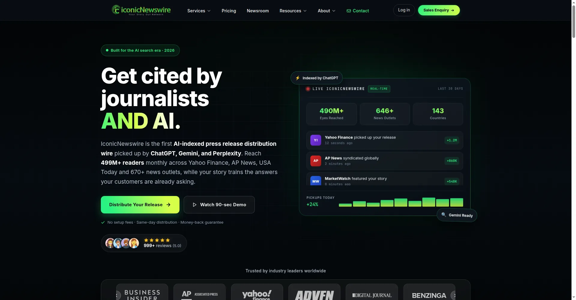 Homepage screenshot of Iconic Newswire