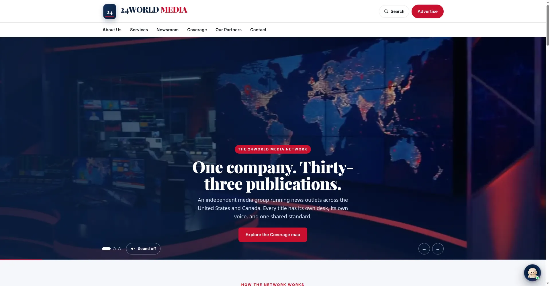Homepage screenshot of 24World Media